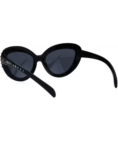 Womens Metal Stud Luxury Diva Plastic Oversize Cat Eye Sunglasses - All Black - CW18E0YII5R $22.01 Oversized