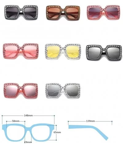 Women Sunglasses Crystal Brand Designer Oversized Square Sunglasses - C3 - CK18CNXWY8R $12.60 Square