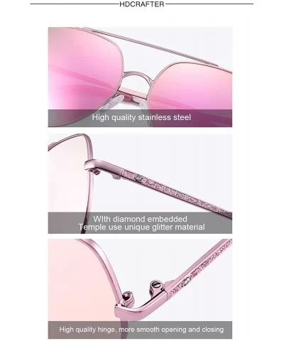 Women Luxury Cat Eye Sunglasses Alloy Frame Driving Sun Glasses For men women - Pink - CH18WD7G0N9 $24.46 Aviator