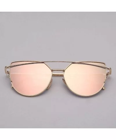 2018 Brand Designer Cat Eye Sunglasses Women Vintage Metal Reflective Glasses Mirror Retro Oculos De Sol Gafas - C719857GAO6 ...