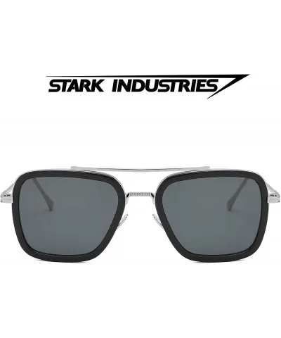 Retro Pilot Sunglasses Square Metal Frame for Men Women Sunglasses Classic Downey Tony Stark Gradient Lens - CQ18SEII086 $26....