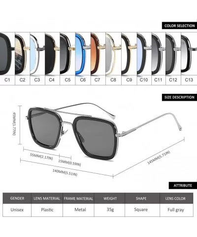 Retro Pilot Sunglasses Square Metal Frame for Men Women Sunglasses Classic Downey Tony Stark Gradient Lens - CQ18SEII086 $26....