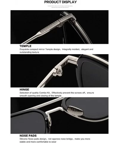 Retro Pilot Sunglasses Square Metal Frame for Men Women Sunglasses Classic Downey Tony Stark Gradient Lens - CQ18SEII086 $26....