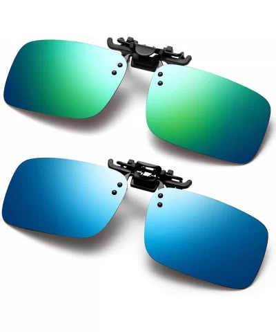 Polarized Clip-on Sunglasses Anti-Glare Driving Glasses for Prescription Glasses - Green + Blue - CN18UMMRIQ2 $20.70 Wayfarer