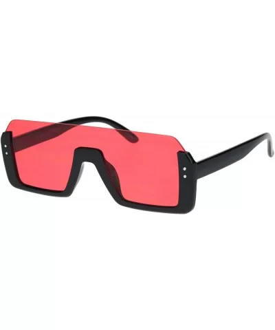 Futuristic Modern Sunglasses Flat Open Top Half Rim Rectangular Shades Black - Black - CA18TC37GOD $13.57 Rectangular
