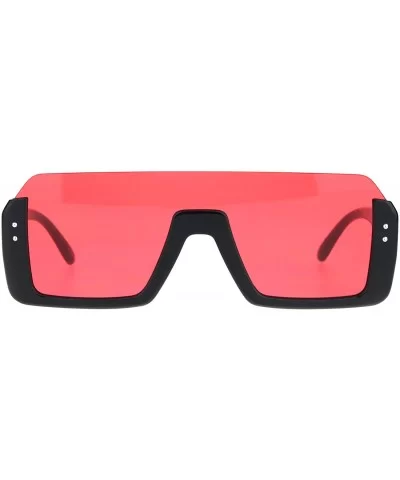 Futuristic Modern Sunglasses Flat Open Top Half Rim Rectangular Shades Black - Black - CA18TC37GOD $13.57 Rectangular