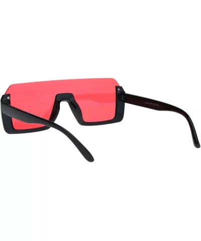 Futuristic Modern Sunglasses Flat Open Top Half Rim Rectangular Shades Black - Black - CA18TC37GOD $13.57 Rectangular