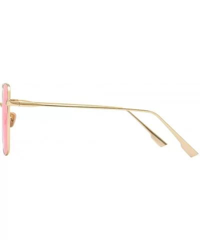 Women Men Classic Oversized Metal Frame Square Aviator Sunglasses - Pink - CC18R2OUDNH $12.43 Square