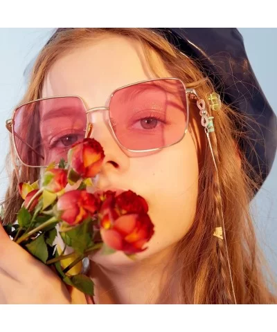 Women Men Classic Oversized Metal Frame Square Aviator Sunglasses - Pink - CC18R2OUDNH $12.43 Square