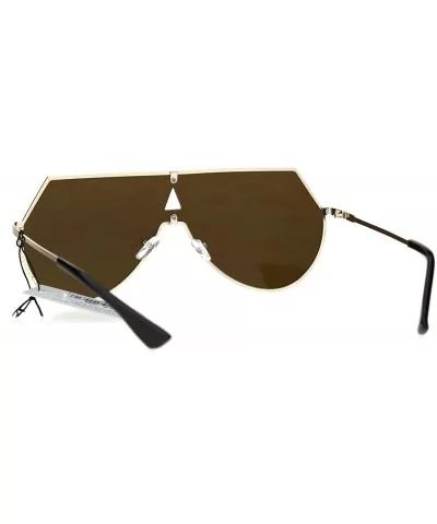 Futuristic Fashion Sunglasses Unisex Shield Aviator Metal Frame UV 400 - Gold (Brown) - C11867803M5 $14.61 Shield