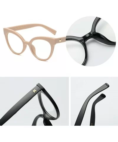 Retro Fashion Nerd Clear Lens Women Eyeglasses Transparent Cateye Eyewear With Chain - Style a 5 - CW18EWY7SX8 $20.79 Oversized