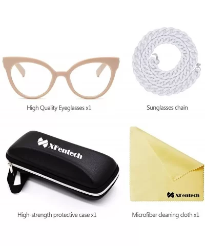 Retro Fashion Nerd Clear Lens Women Eyeglasses Transparent Cateye Eyewear With Chain - Style a 5 - CW18EWY7SX8 $20.79 Oversized