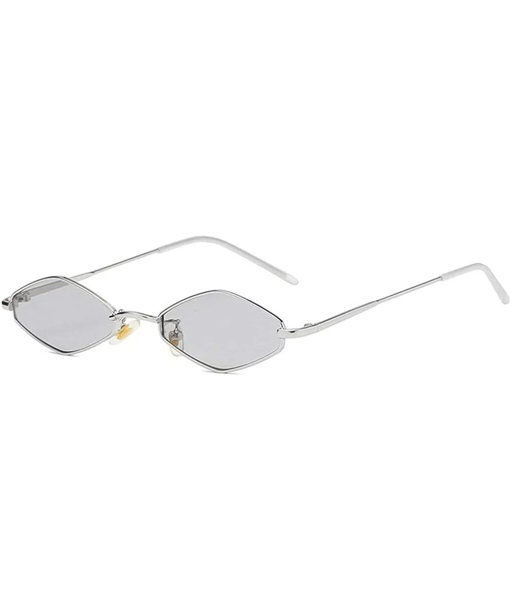 New retro square metal small frame fashion diamond ocean piece unisex party sunglasses - Silver - CC18YRAZEDY $17.94 Square