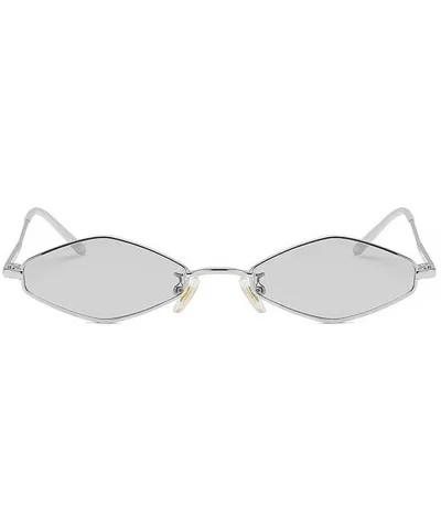 New retro square metal small frame fashion diamond ocean piece unisex party sunglasses - Silver - CC18YRAZEDY $17.94 Square