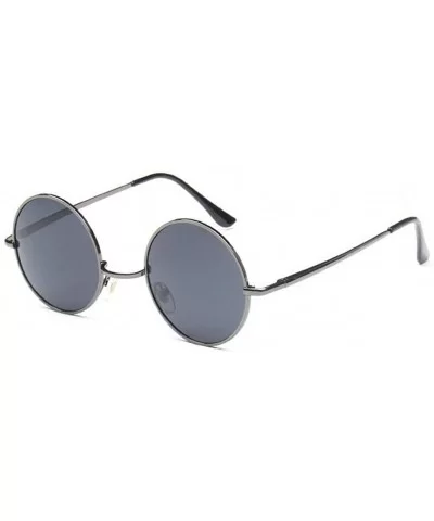 Men's Small Round Sunglasses Polarized UV 400 Safety - Gray Frame Gray Lens - CG182OSMCQ3 $14.22 Round