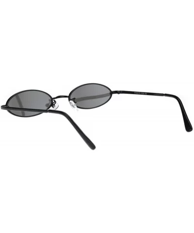 Super Small Skinny Sunglasses Oval Metal Frame Unisex Fashion UV 400 - Black (Silver Mirror) - C018T2A62UN $12.53 Oval