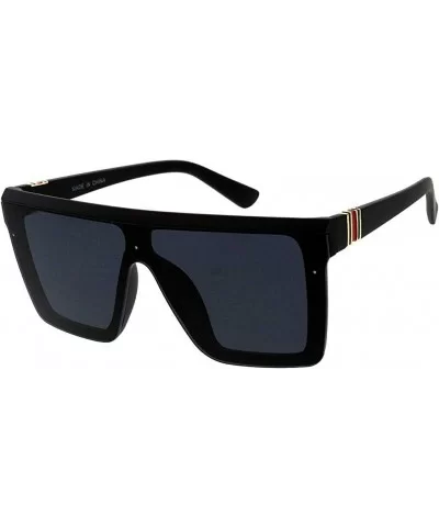 Fashion Oversize Siamese Lens Sunglasses Women Men Succinct Style UV400 - 2 Pack Black and Orange - CF1983EQZKD $27.47 Aviator