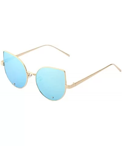 Sunglasses for Men Women Vintage Oval Sunglasses Metal Sunglasses Circle Eyewear Glasses - Blue - C618R2QGSCW $10.69 Oval