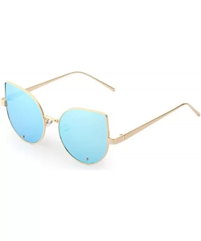 Sunglasses for Men Women Vintage Oval Sunglasses Metal Sunglasses Circle Eyewear Glasses - Blue - C618R2QGSCW $10.69 Oval