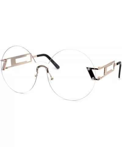 Clear Lens Round Shield Retro Circle Lens Hippie Eye Glasses - Gold - C4185R7QHIH $16.81 Shield