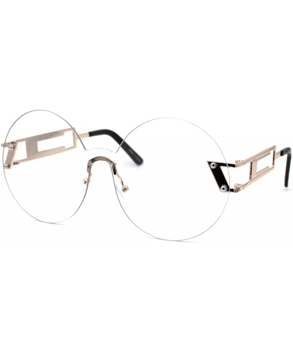 Clear Lens Round Shield Retro Circle Lens Hippie Eye Glasses - Gold - C4185R7QHIH $16.81 Shield