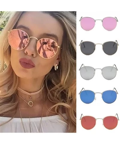 Round Mirror Sunglasses Men Women Shades Sun Glasses Retro Pink Lady Eyewear Brand Design - Black Gray - CI197Y7NQ2O $26.79 G...