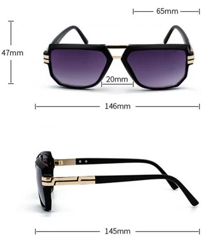 2019 Fashion Brand Designer Men's Square Sunglasses Oversized Metal Frame Ladies Sunshade with Box - Black - C11935SHUCU $19....