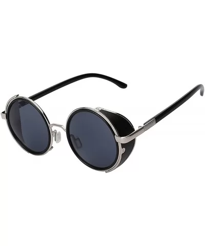 Steampunk Retro Gothic Vintage Colored Metal Round Circle Frame Sunglasses Colored Lens - CI186TEL0CT $17.21 Round