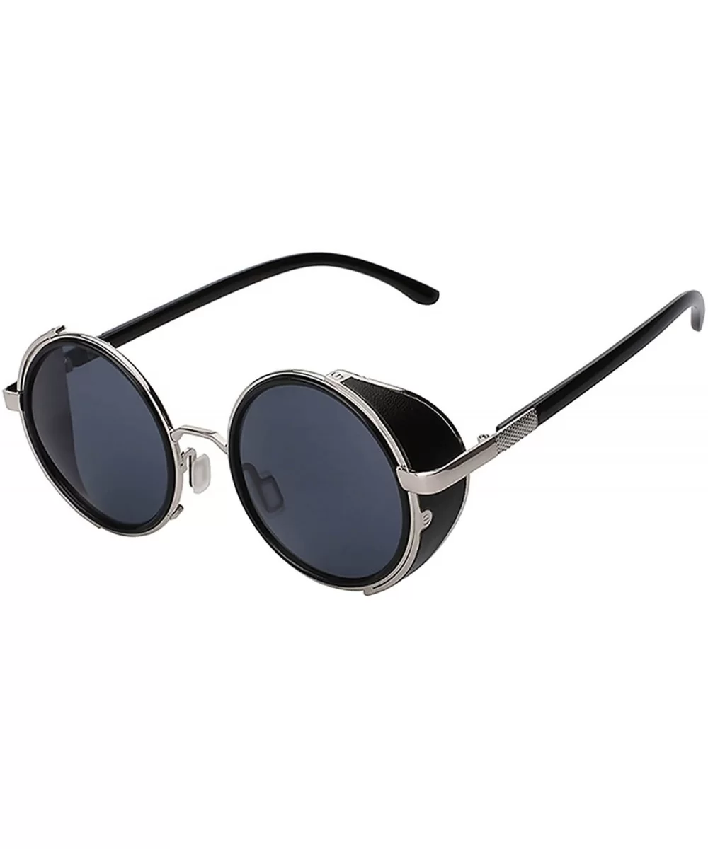 Steampunk Retro Gothic Vintage Colored Metal Round Circle Frame Sunglasses Colored Lens - CI186TEL0CT $17.21 Round