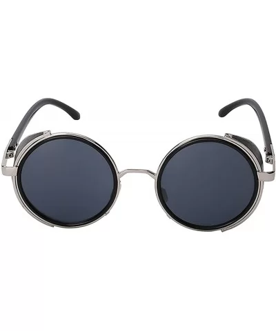 Steampunk Retro Gothic Vintage Colored Metal Round Circle Frame Sunglasses Colored Lens - CI186TEL0CT $17.21 Round