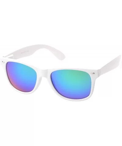 Retro Square Fashion Sunglasses in Black Frame Blue Lenses - White Green Blue - CN11OJA1C9B $12.70 Round