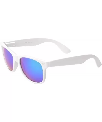 Retro Square Fashion Sunglasses in Black Frame Blue Lenses - White Green Blue - CN11OJA1C9B $12.70 Round