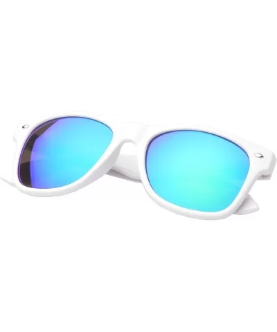 Retro Square Fashion Sunglasses in Black Frame Blue Lenses - White Green Blue - CN11OJA1C9B $12.70 Round