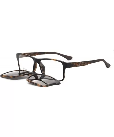 Men's Magnetic Clip-On Polarized Sunglasses + RX-able Eyeglass Frames (Brown) - CN18SNEZG4I $36.82 Square