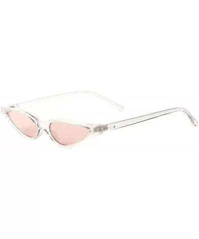 Wide Frame Sharp Cat Eye Frontal Two Dot Stud Sunglasses - Pink Clear - CY198RWHMK4 $21.07 Cat Eye