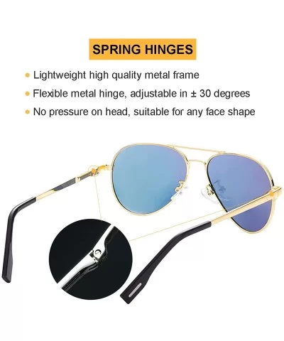 Polarized Small Aviator Sunglasses for Small Face Women Men Juniors- 52mm - A5 Gold/Pink Mirror - CB194666T6K $19.96 Aviator