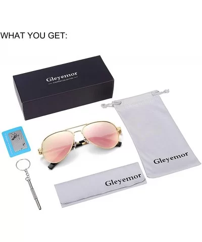 Polarized Small Aviator Sunglasses for Small Face Women Men Juniors- 52mm - A5 Gold/Pink Mirror - CB194666T6K $19.96 Aviator