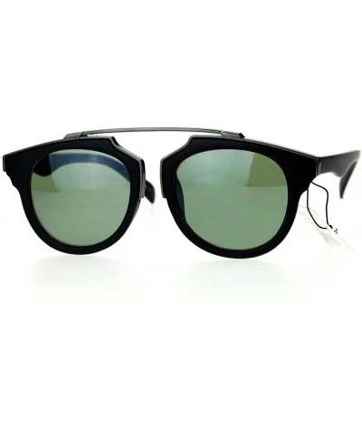 Retro Designer Fashion Sunglasses Top Metal Bar Bridge Unisex UV 400 - Matte Black - CO1206IF55R $13.07 Aviator