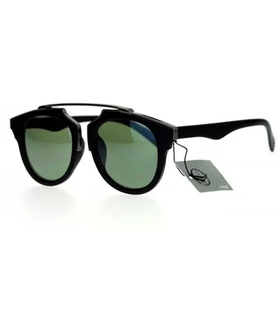 Retro Designer Fashion Sunglasses Top Metal Bar Bridge Unisex UV 400 - Matte Black - CO1206IF55R $13.07 Aviator