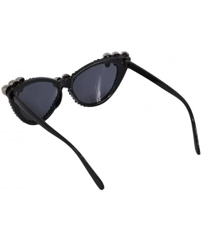 3D Skull Punk Sunglasses Round Bling Rhinestone Frame Rave Glasses - Black D - CS18X7DDQ7A $14.56 Oversized