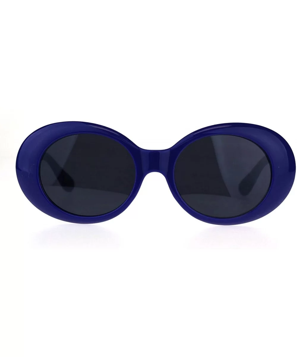 Womens Mod Chic Retro Oval Round Plastic Sunglasses - Blue - CL18C2WTN06 $12.14 Oval