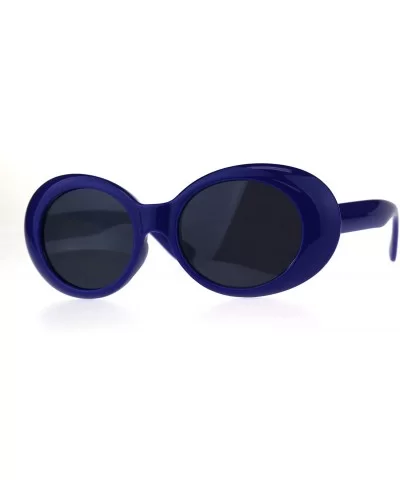 Womens Mod Chic Retro Oval Round Plastic Sunglasses - Blue - CL18C2WTN06 $12.14 Oval