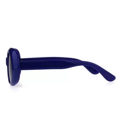 Womens Mod Chic Retro Oval Round Plastic Sunglasses - Blue - CL18C2WTN06 $12.14 Oval