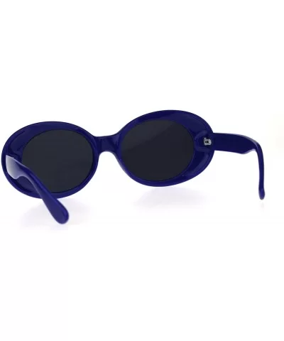 Womens Mod Chic Retro Oval Round Plastic Sunglasses - Blue - CL18C2WTN06 $12.14 Oval