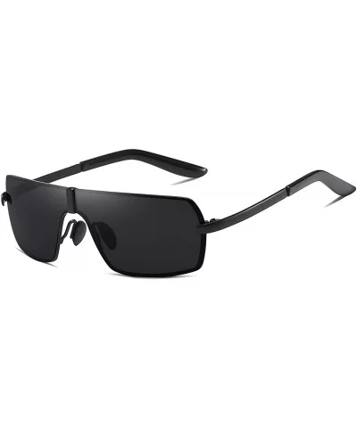 Men's Polarized Sunglasses for Driving Golf Fishing UV400 Protection Metal Frame 90079 - Black - CK18X8UHUSA $22.31 Sport