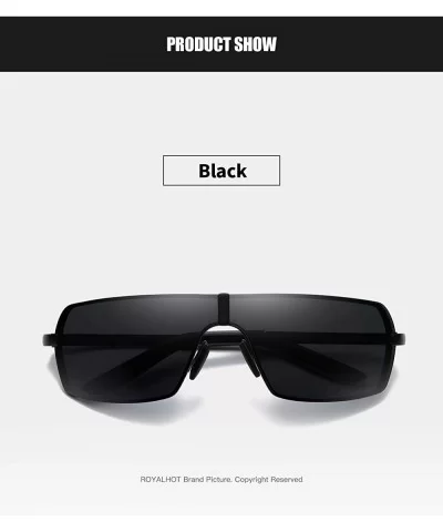 Men's Polarized Sunglasses for Driving Golf Fishing UV400 Protection Metal Frame 90079 - Black - CK18X8UHUSA $22.31 Sport