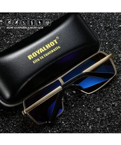 Men's Polarized Sunglasses for Driving Golf Fishing UV400 Protection Metal Frame 90079 - Black - CK18X8UHUSA $22.31 Sport