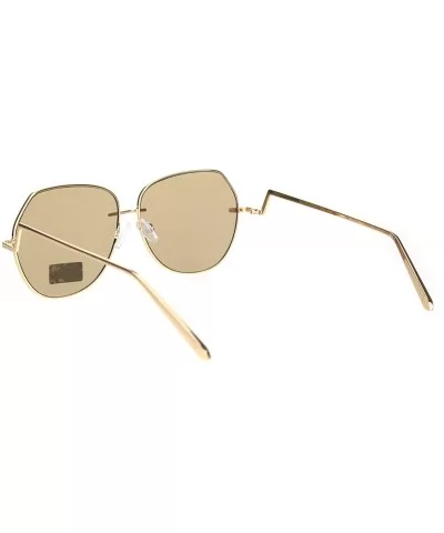 Womens Down Temple Swan Arm Metal Rim Butterfly Sunglasses - Gold Brown - C118O3HDXN8 $17.15 Butterfly