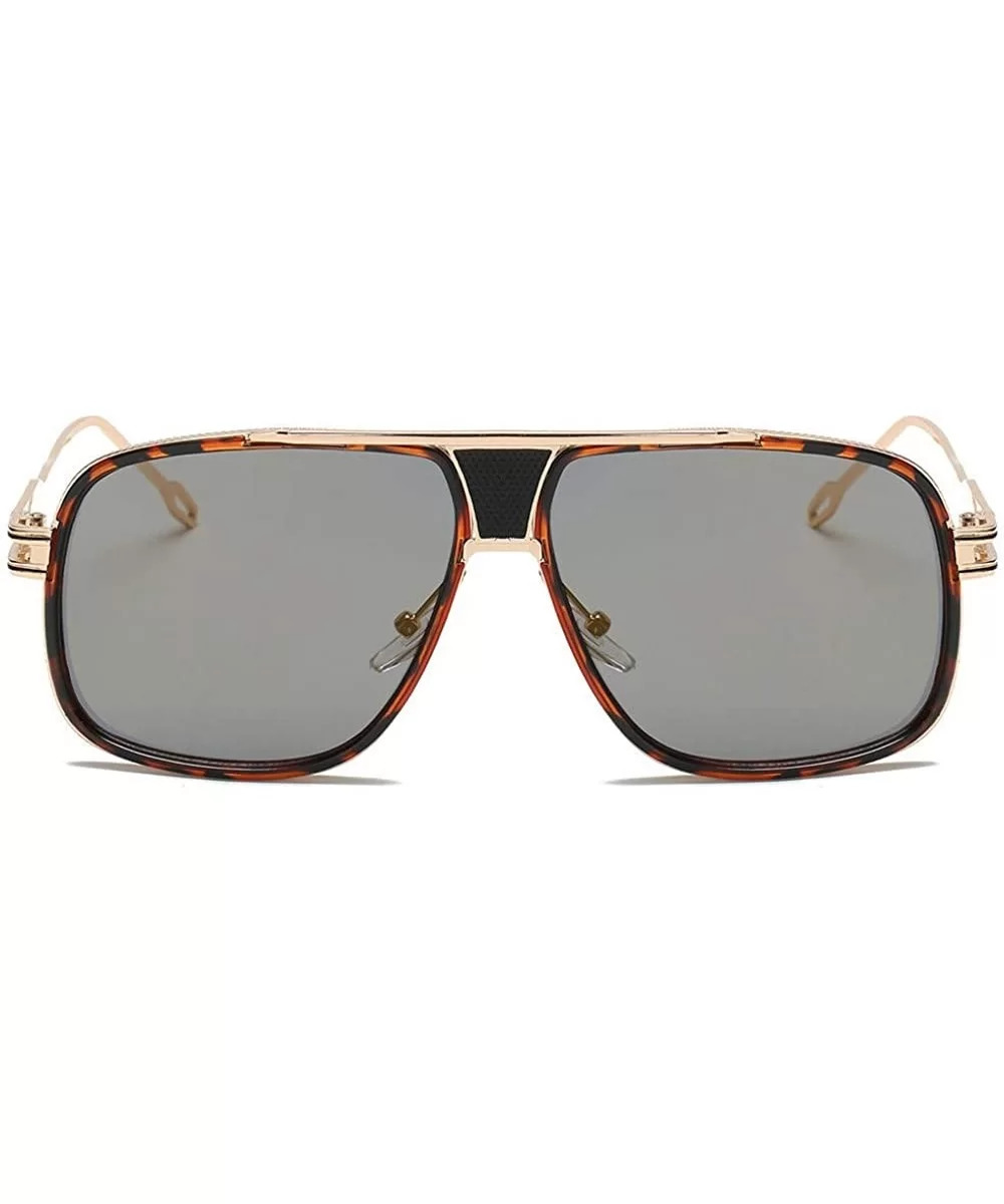 Women Men Fashion Quadrate Metal Frame Brand Classic Sunglasses - A - CR18TLXUH07 $9.64 Round