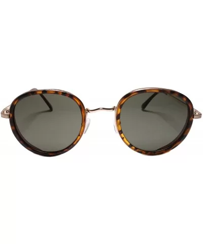 Indie Dapper 80s 90s Retro Vintage Look Round Frame Sunglasses - Tortoise / Gold - CE199EQ6SA2 $18.74 Round